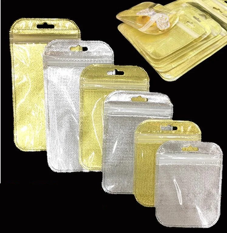 

50pcs Small Size Mini Zip Lock Bag Plastic PE Gold Silver Self Sealing Storage Bag Jewelry Packing Pouch Clear Resealable Bags