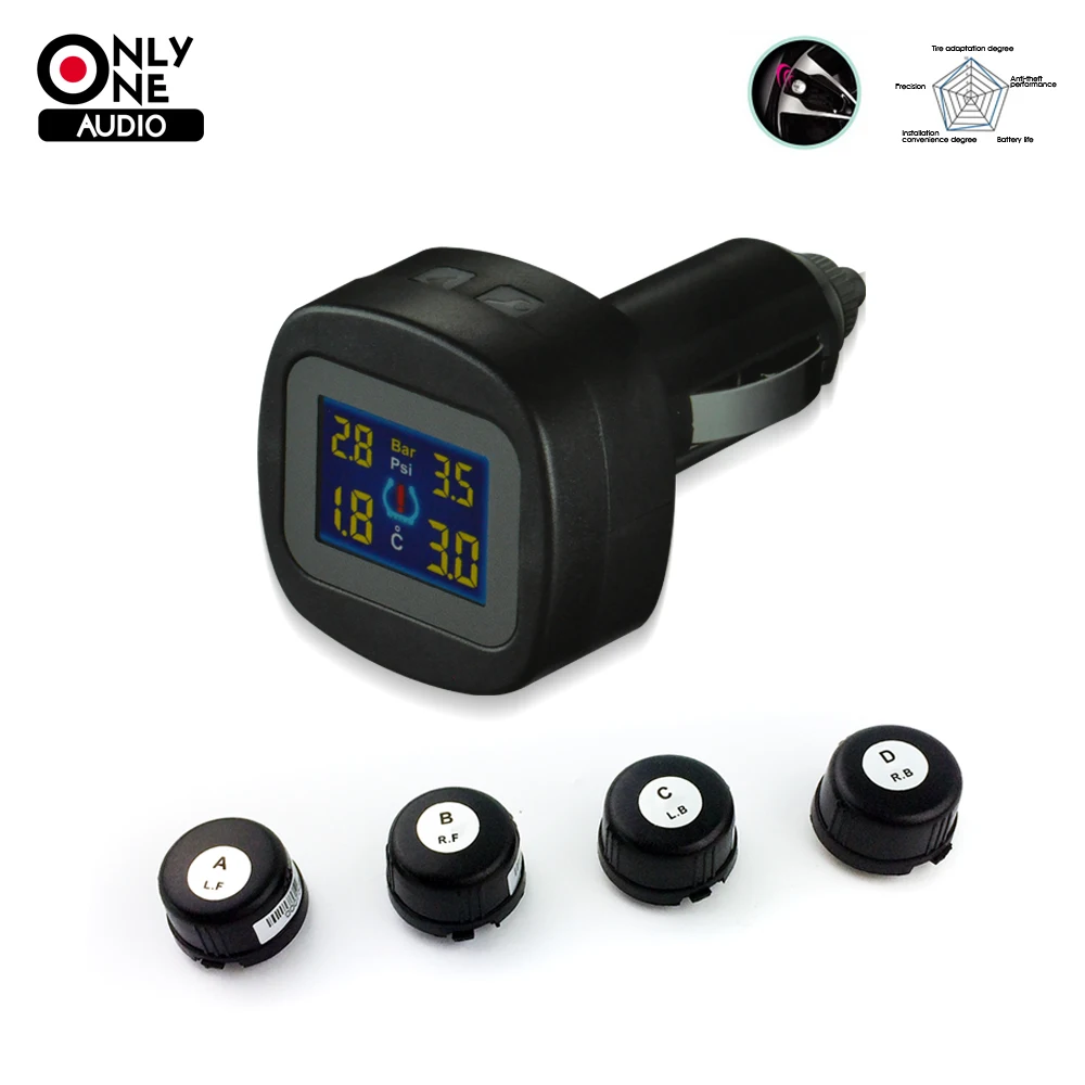 ONLY ONE AUDIO auto car wireless font b TPMS b font tire pressure alarm system Cigarette