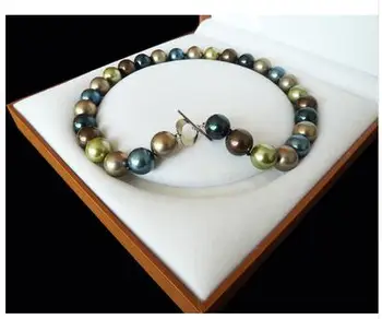 

925 real genuine Huge 12mm Genuine South Sea Multicolors Shell Pearl Necklace 18inch jewelry design wholesalegirl Wedding