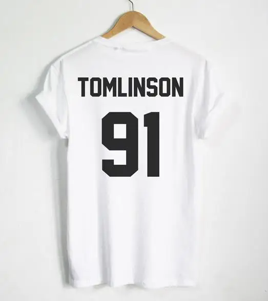 Louis Tomlinson 91 Back Letters Print Women T shirt Cotton Casual Funny Shirt For Lady Black Gray White Top Tee Hipster T-96