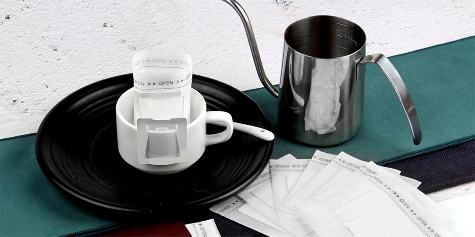 Комбинированный фильтр для капельного кофе, корзина и кофейная сумка из алюминиевой фольги, портативный офисный дорожный фильтр для капельного кофе, набор инструментов