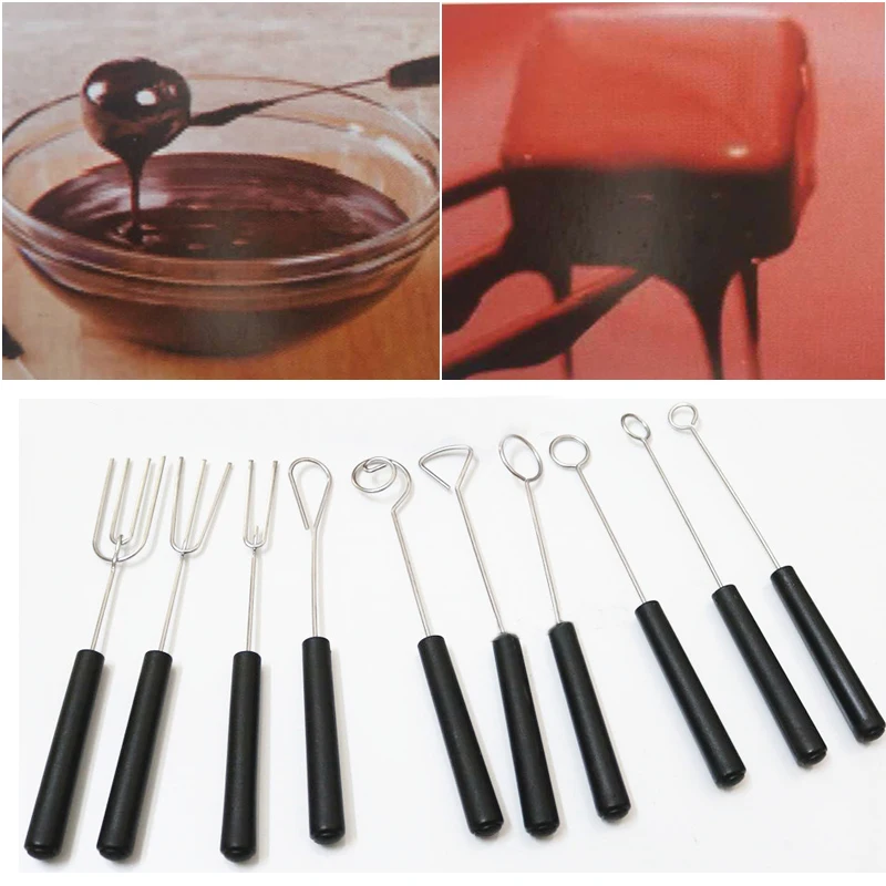 DIY stainless steel Chocolate Dipping Fork set plastic handle Candy Nuts Fruit Cake Fondue chocolate tool