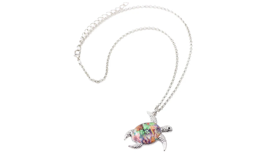 Bonsny массивное металлическое эмаль Морская Черепаха ожерелье Короткая Цепочка Воротник Подвеска океан животное модное ювелирное изделие для женщин подарок для девушек