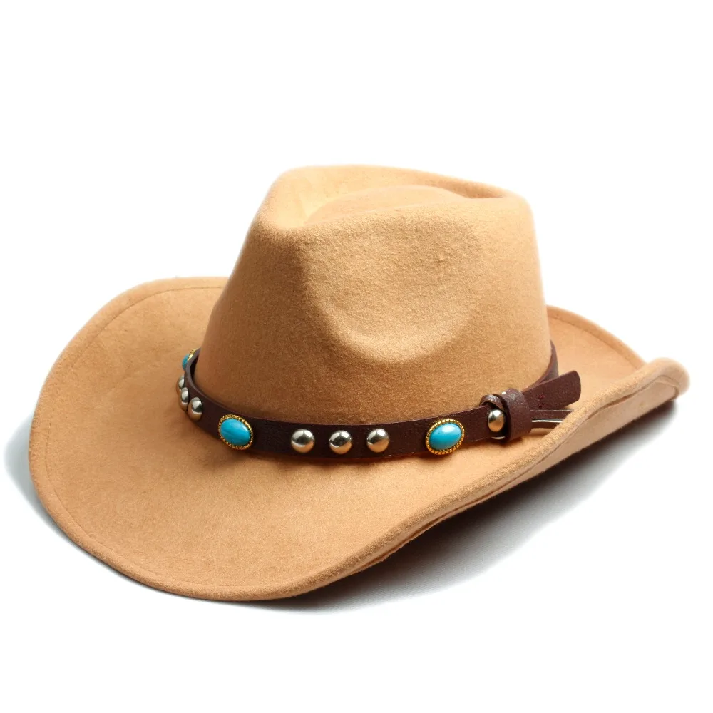 Uomo Donna 100% Lana Feltro Sombrero Cap Fedora Cappello Da Cowboy  Occidentale Cowgirl cappello di Jazz Berretto Cappello Da Sole Toca Cap con  la fascia di cuoio|cap jazz|fedora hatjazz hat - AliExpress