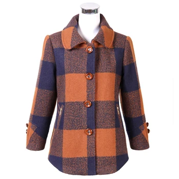 

Spring Autumn women woolen coat The New fashion loose plaid outerwear large size single-breasted casual women woolen jacket