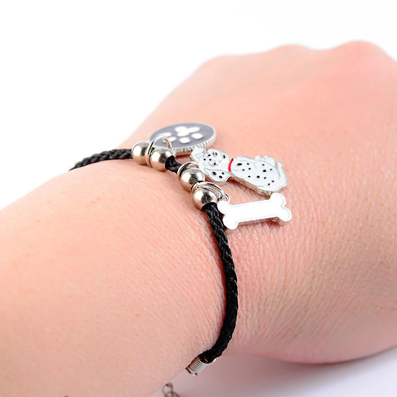 Модные далматинские очаровательные браслеты amp браслеты для девочек женщин мужчин Веревка Цепи серебряный цвет кулон в виде собаки мужской женский браслет