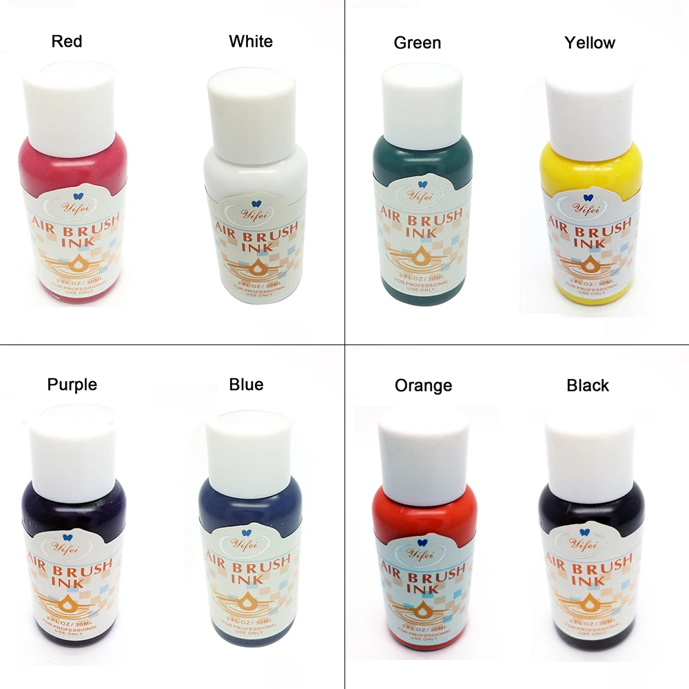 

30ml Airbrush Nail Art Ink Nail Pigment Set for Hand Stencils Painting Color Spray Gun Nail Accessories 8 Colors