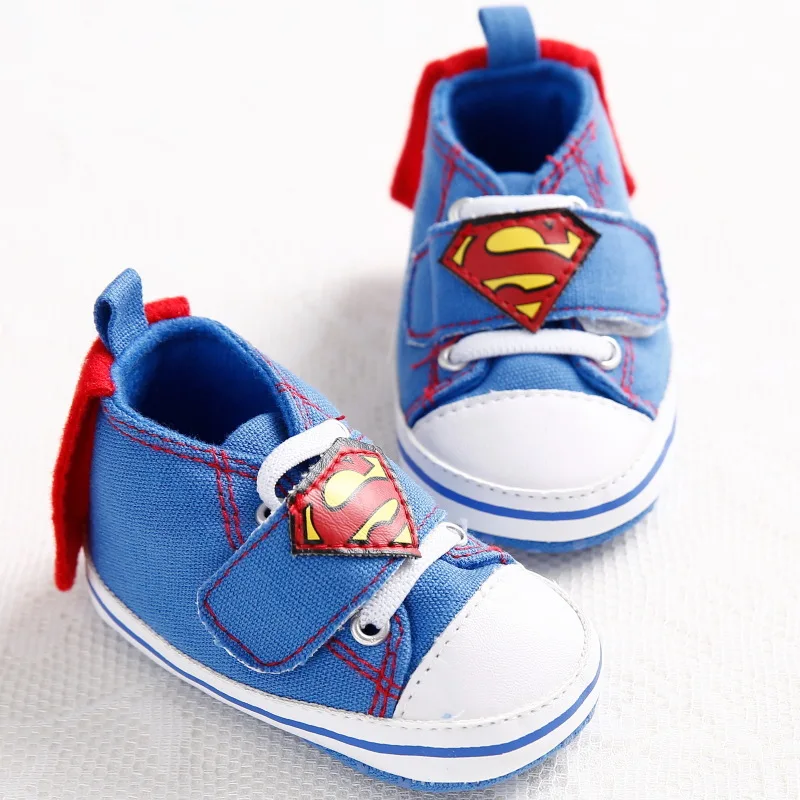 Unisex Baby Newborn Superman Canvas Soft Sole Slip On Shoes First Walkers Crib Shoes