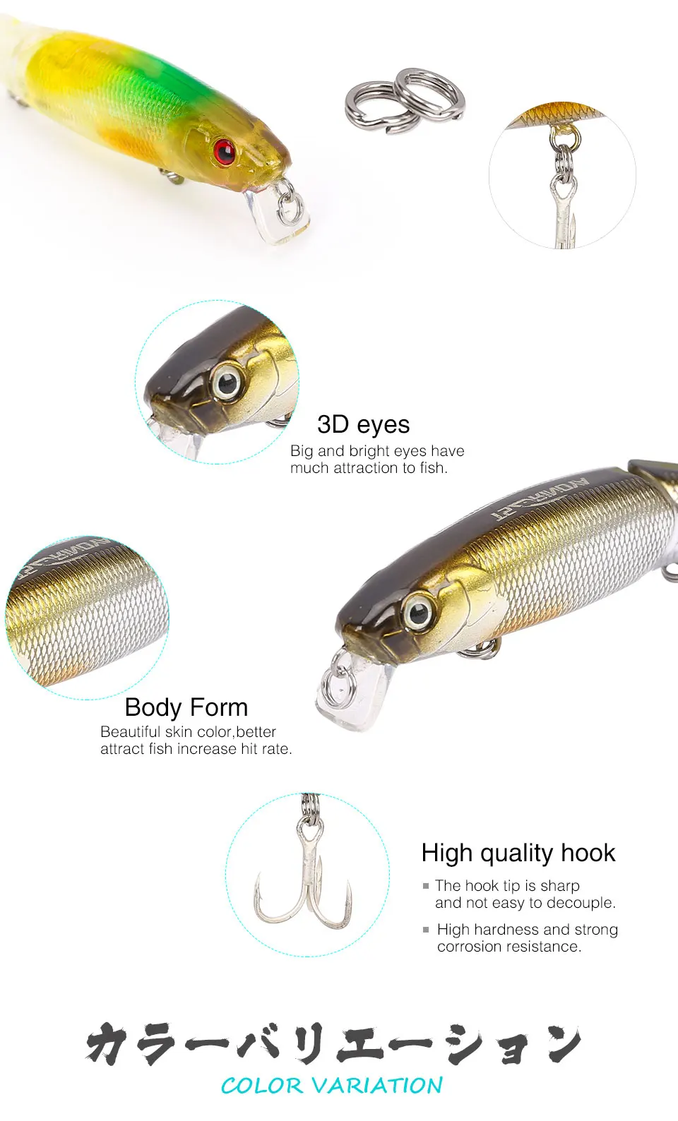 TSURINOYA DW43 88 мм 7,2 г глубина 1,2 м двухсекционная подтяжка гольян Рыболовная Приманка жесткая рыболовная приманка искусственная приманка