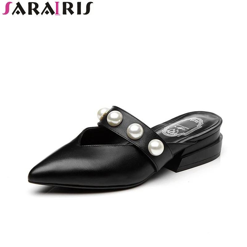 

SARAIRIS Brand New Plus Size 34-43 Cow Genuine Leather Woman Shoes High Heel Women Shoes Pearl White Summer Sandals