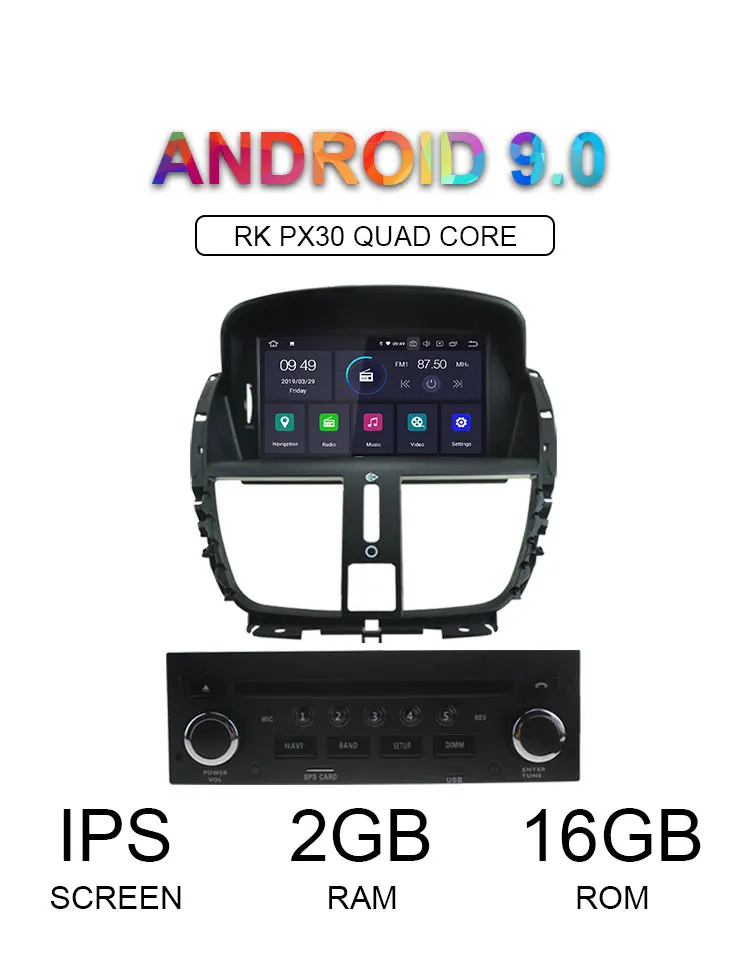 Excellent LJHANG Android 9.0 Car Radio Multimedia Player For Peugeot 207 2008-2011 2012 2013 2014 GPS Navi Auto Stereo Headunit WIFI IPS 1