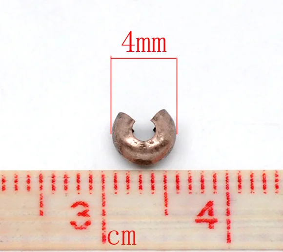 Медные Обжимные бусины полукруглые античная медь 4 мм(1/") Диаметр, 20 шт Новинка
