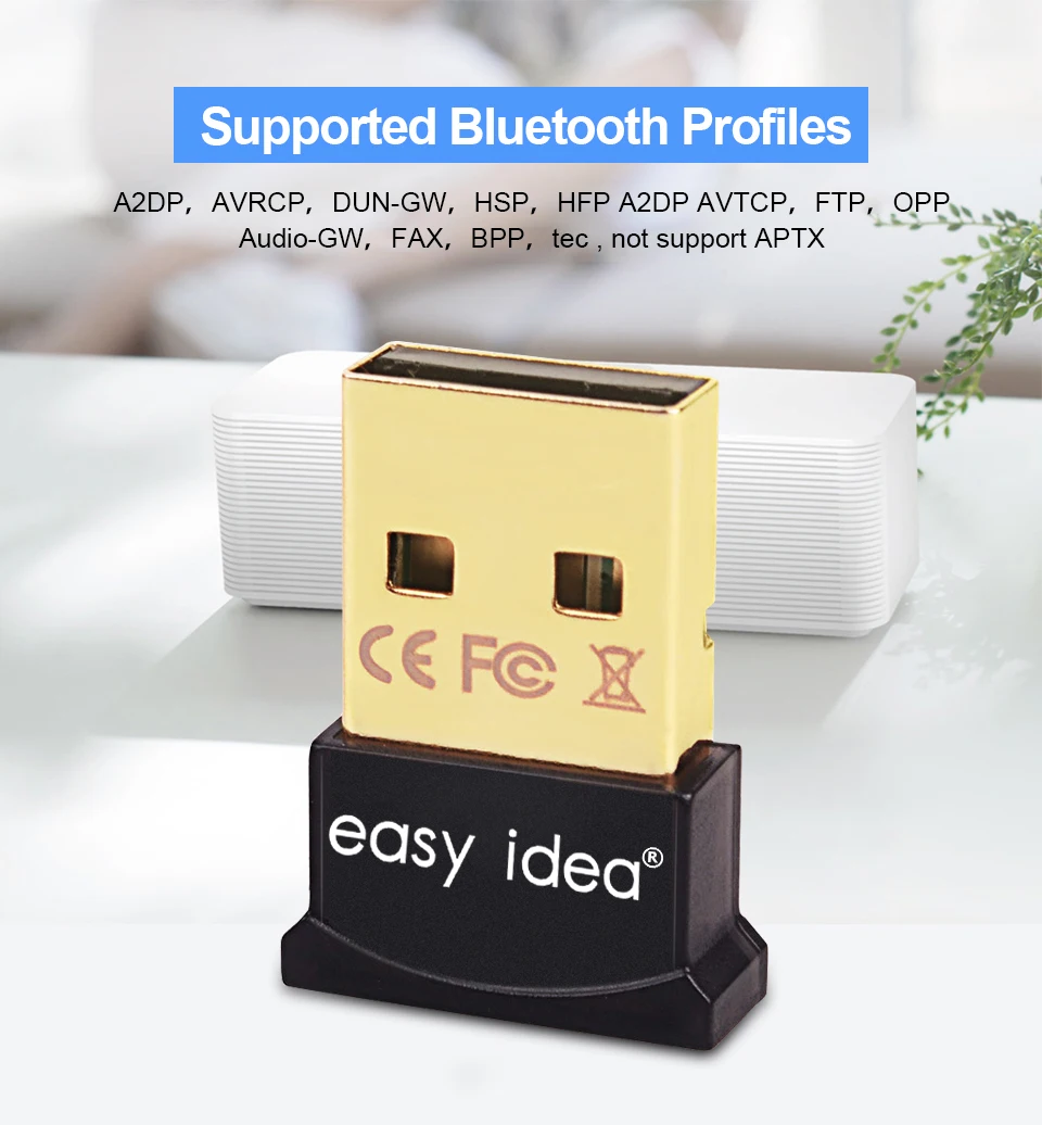 Easyidea Bluetooth адаптер USB ключ для компьютера PC беспроводной USB Bluetooth передатчик 4,0 музыкальный приемник Bluetooth адаптер