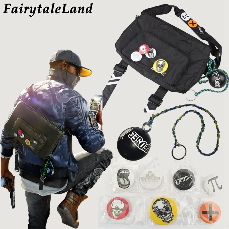 

Game Watch Dogs cosplay costume accessories Watch Dogs bag decoration ball Free Badge watch dogs backpack cosplay watch dogs