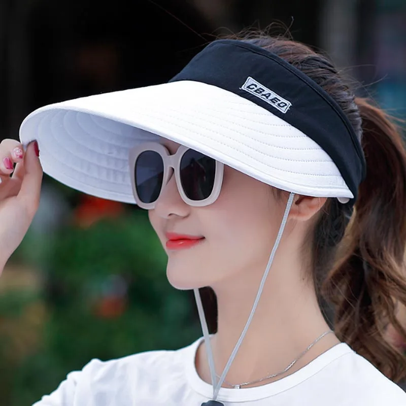 Wholesale 1PCS Summer Women Sun Hats Packable Visor Empty Top Hat With