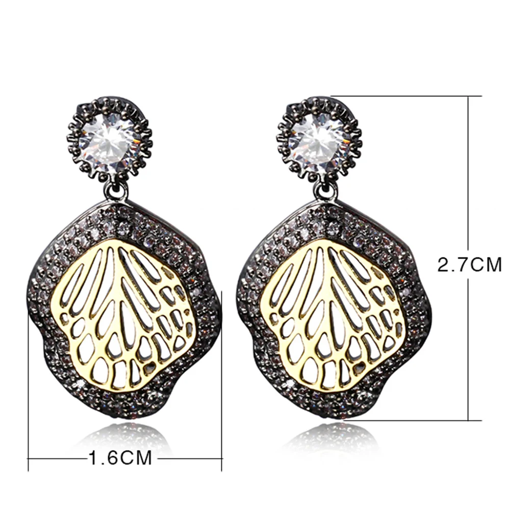 Latest Leaves Dangling Earrings Jewelry Pendientes Detalles De boda Black/White/Gold Color Accessories Gifts Earring