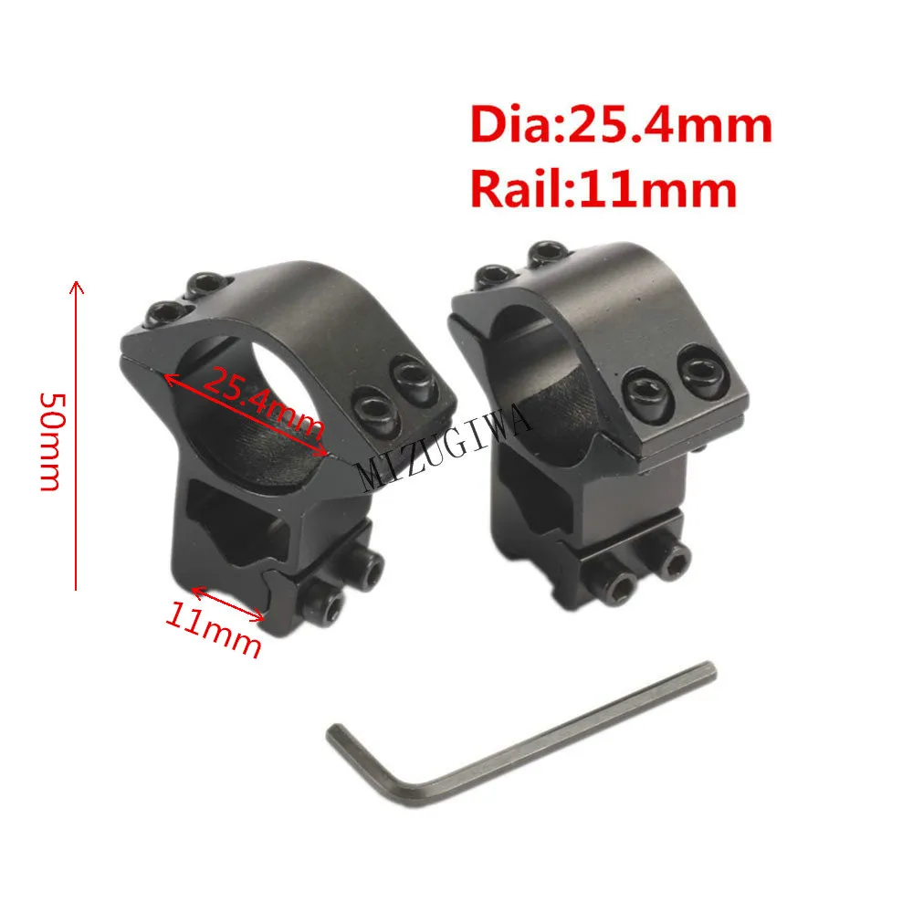 

MIZUGIWA 25.4mm / 1" Ring Scope Mount High Profile Double Screw Strap 11mm Doverail Rail Base Lasers Flashlight Hunting 1 Pair