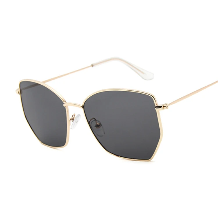 Women Cat Eye Sunglasses Cute Sexy Brand Designer Summer Retro Oversized Frame Black Yellow Cateye Sun Glasses Female - Цвет линз: GoldGray