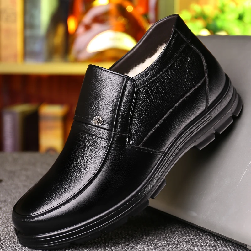 

OSCO Leather Autumn Winter Men Boots Fashion Warm Cotton Brand Ankle Boots Lace Up Flat Casual Men Shoes Footwear