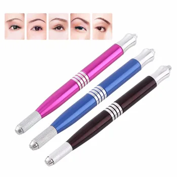 

1pc Professional Manual Tattoo Permanent Makeup Eyebrow Microblading Blade Pen Anti-slip Alloy Tool For All Flat Round Needles
