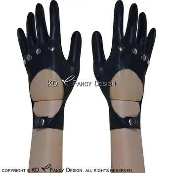 

Black Short Sexy Latex Gloves With Rivets Rubber Mittens Rubber Gloves ST-0045