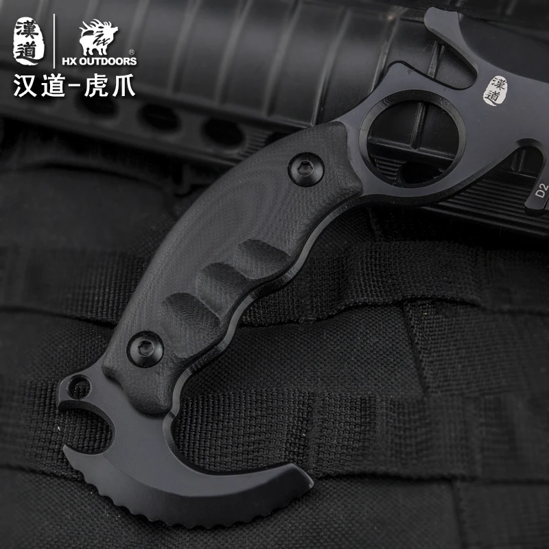 HX открытый Тигр Karambit D2 стальной Тактический высокой твердости прямой нож Дикий Самообороны выживания cs go нож