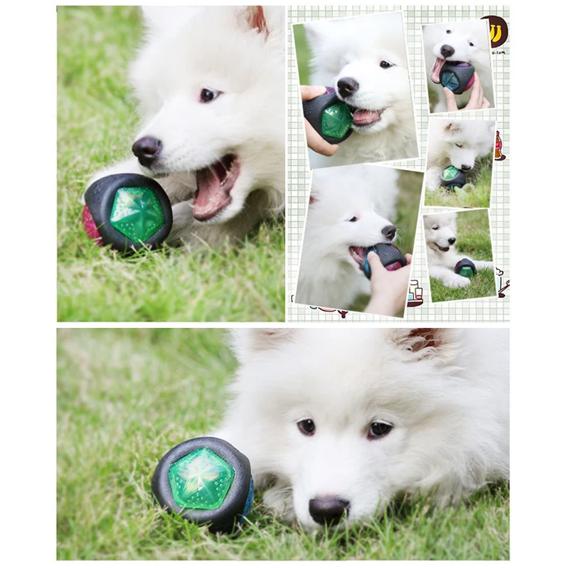 Питомец собачий мяч для игрушек светодиодный светящийся мяч-пищалка резиновый прыгающий укус-стойкий жевательный мячик для собаки обучение для собак игрушка Нетоксичная игрушка