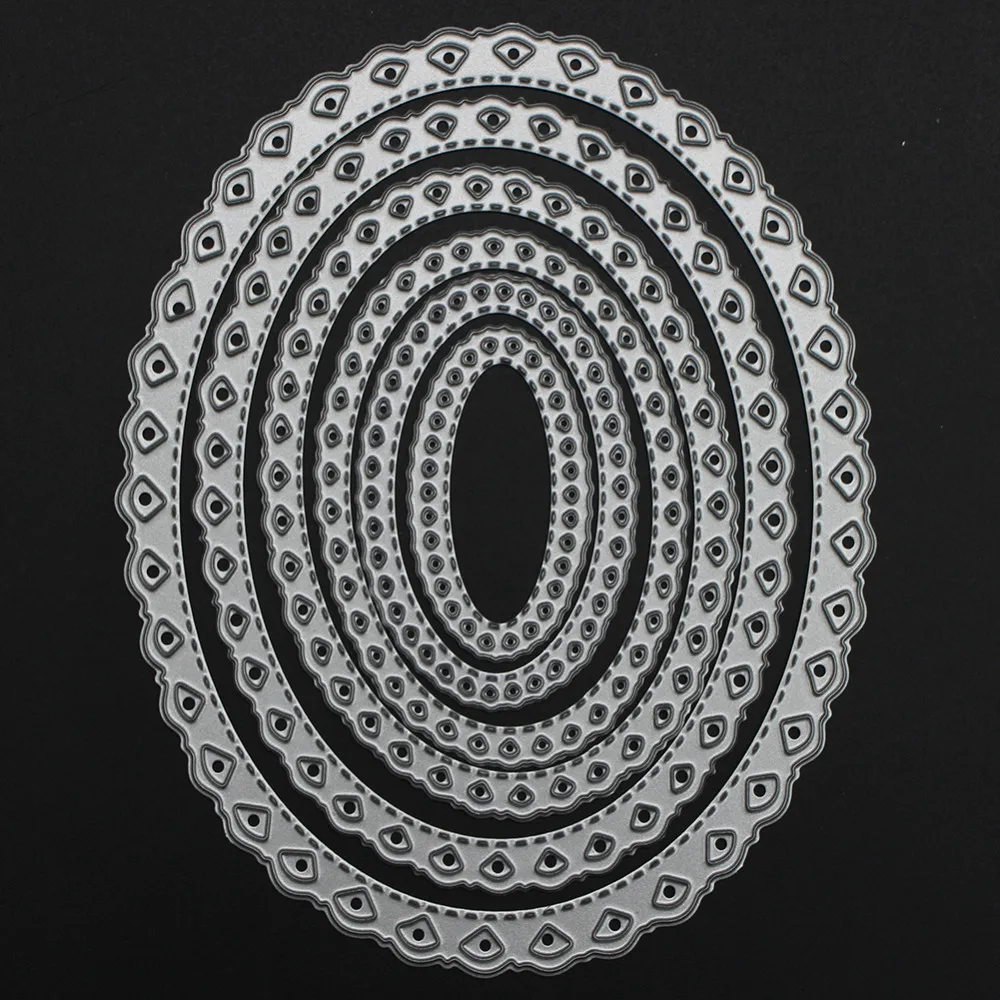 

6pcs/lot Lace Oval Frame Metal cutting dies decorative scrapbooking steel craft dies cuts embossing paper card making stencil