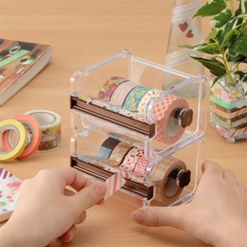 

Fashion Design 1 Layer Clear Washi Tape Dispenser Storage Case Masking Tape Organizer Holder escolar School Office Supplies
