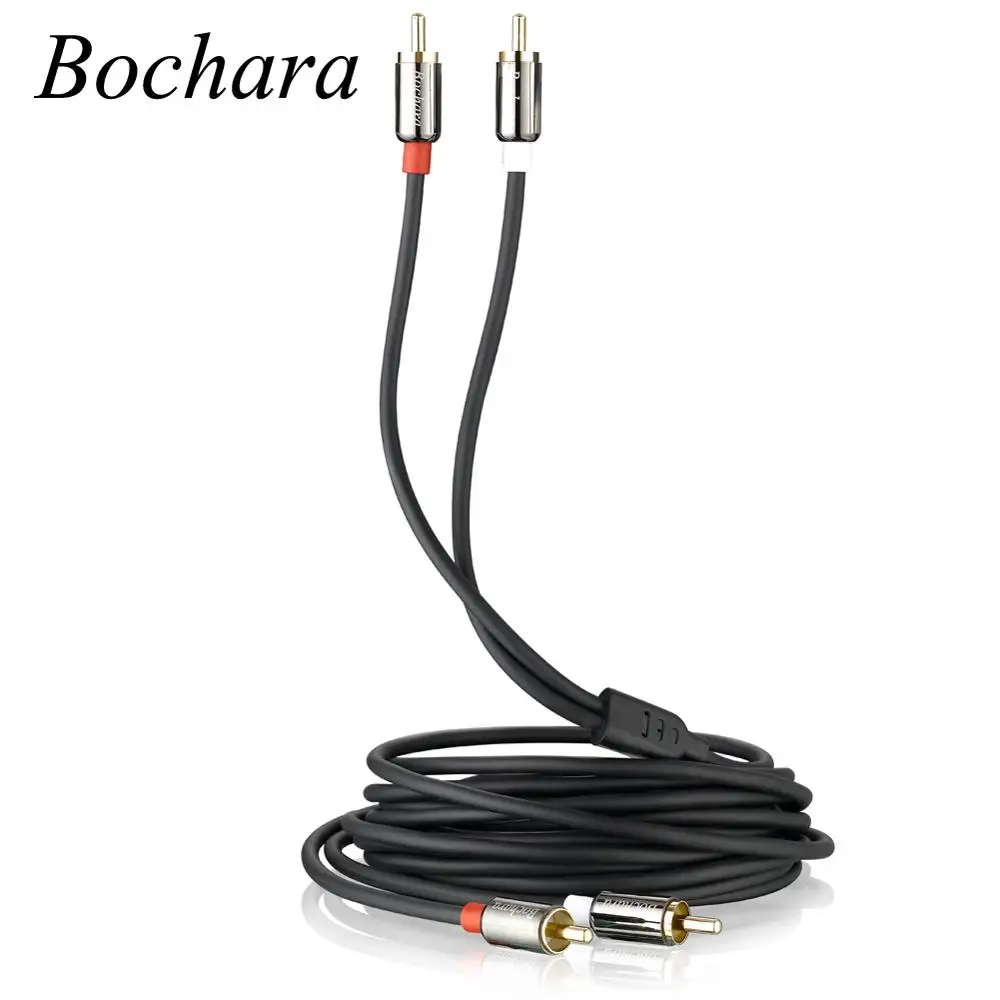 Аудио кабель Bochara 2RCA к OFC фольгированный и Плетеный экранированный 1 8 м 3 5 10 15 20 для