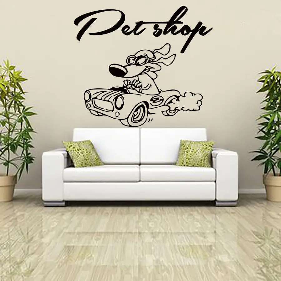 Grooming Salon Vinyl Wall Decal Dog Scissors Hair Dryer Pet Salon Vet