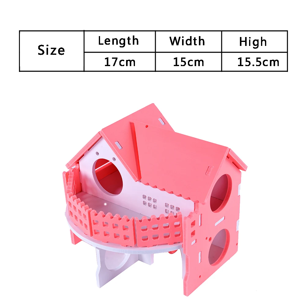 Wooden House Guinea Pig Mice Stairs Cockloft Small Pet Playing Watching Stage Wooden Cages Hamster  (7)