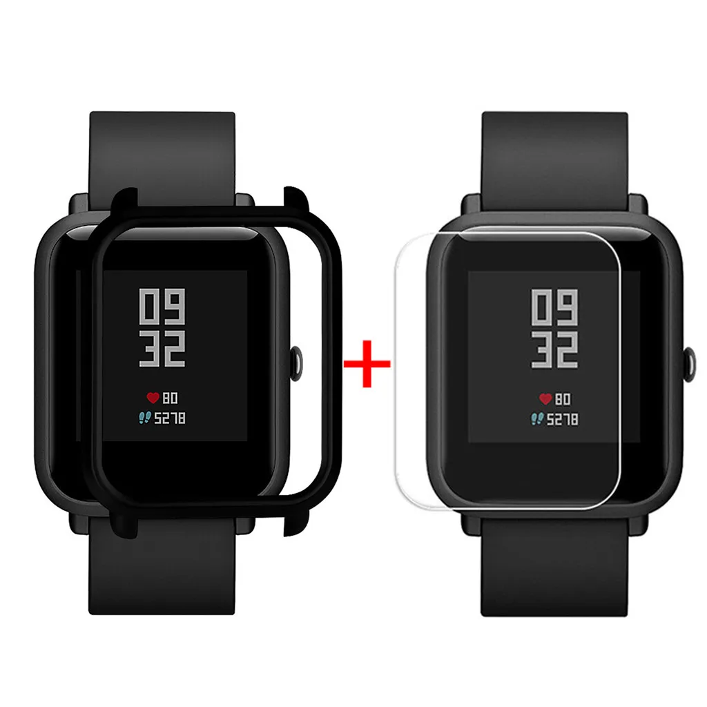 

Smart Watch Accessories 2pcs Colorful Frame PC Case +Cover Protect Shell For Huami Amazfit Bip Younth Watch Screen Protector#H15