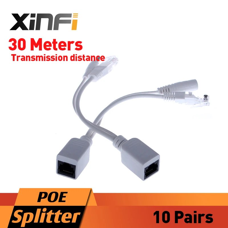 Xinfi 10pairs PoE Passive Cable Splitter Power Over Ethernet IP Camera Connector PoE Splitter & Injector Cable Kit PoE Adapter Xinfi 10pairs PoE Passive Cable Splitter Power Over Ethernet IP Camera Connector PoE Splitter & Injector Cable Kit PoE Adapter
