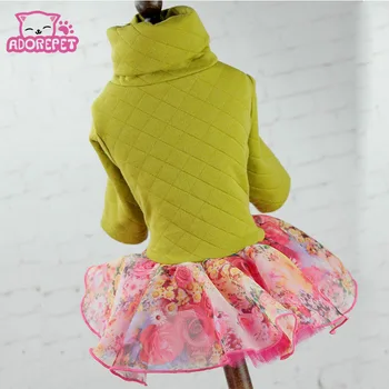 

Cute floral winter small dog puppy luxury Princess dress pet cat Tutu skirt dog puppy jacket coat chihuahua dog hoodie clothes