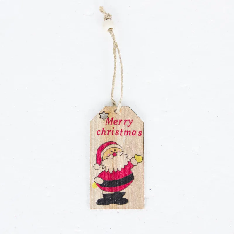 Милый Санта-Клаус, бант, колокольчик, Рождественская елка, украшение, деревянный снеговик, лось, подвесной кулон, рождественские украшения для дома - Цвет: santa