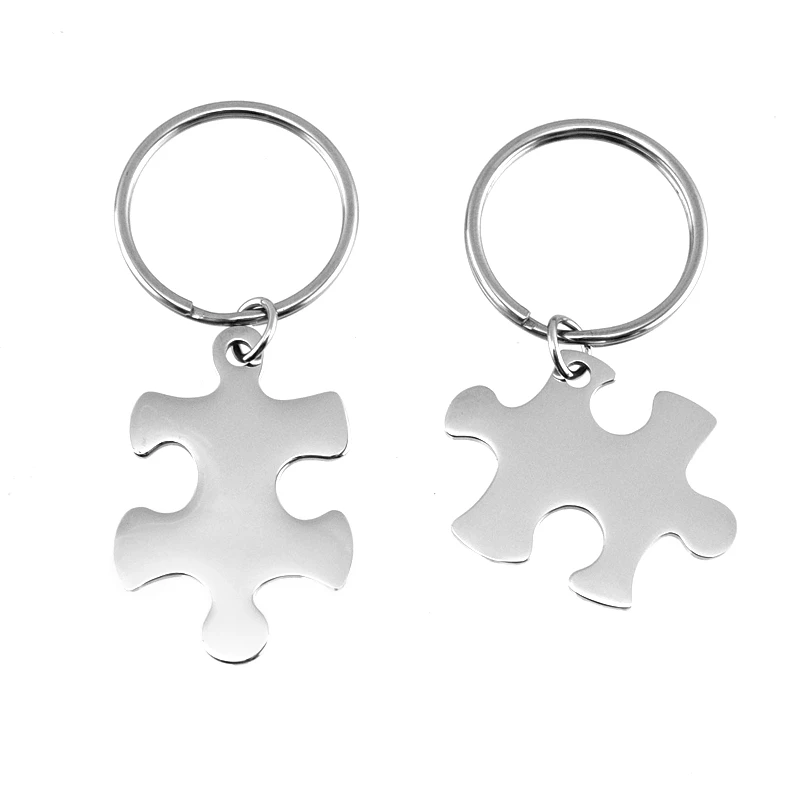 100 ステンレス鋼ブランクパズルキーホルダーカップルキーホルダーミラーポリッシュ卸売 Key Chains Aliexpress