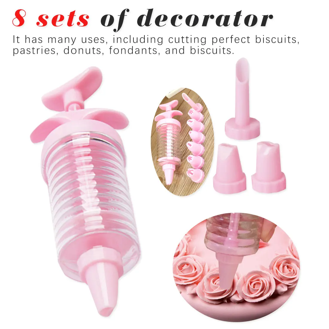 

8PCS Nozzles DIY Pastry Syringe Extruder Pen Spray Gun Head Icing Piping Cream Muffin Cake Decorators Decorating Tip Sets