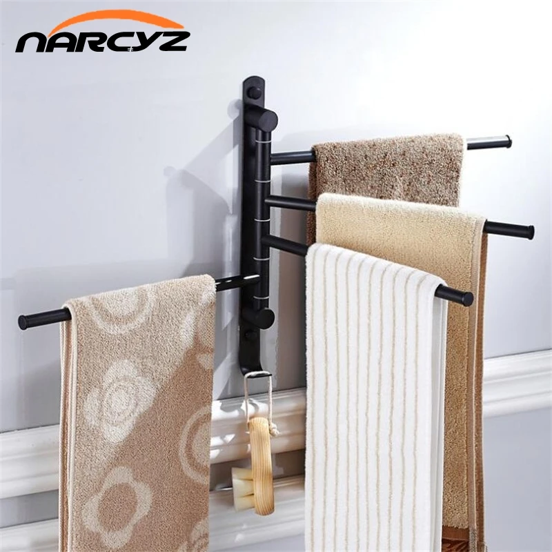 Black/Chrome bronze stainless steel mobile towel bar folding rotating