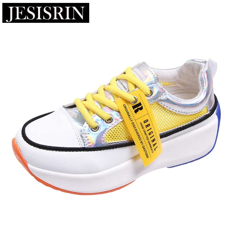 

2019 spring new muffin bottom thickening net red with the same paragraph rainbow canvas shoes women's shoes white shoes