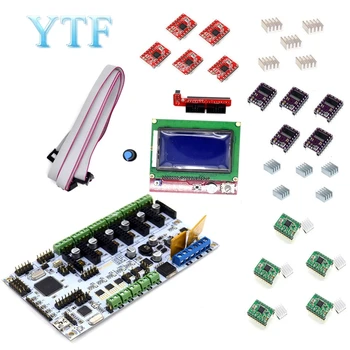 

3D Printer Hotend Brass Multi Color Nozzle Control Kits Mother Rumba Board With 6pcs DRV8825 or A4988 Stepper Driver12864 LCD