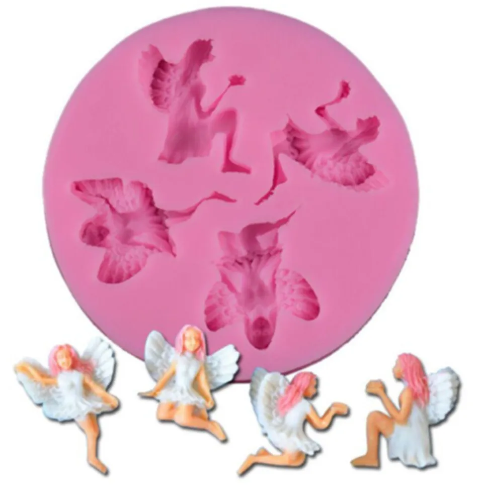 

4YANG 4 Angels Fondant 3D Silicone Cake Mold Cake Decorating Tools Ferramentas Bolo Moldes De Silicone For Pastry