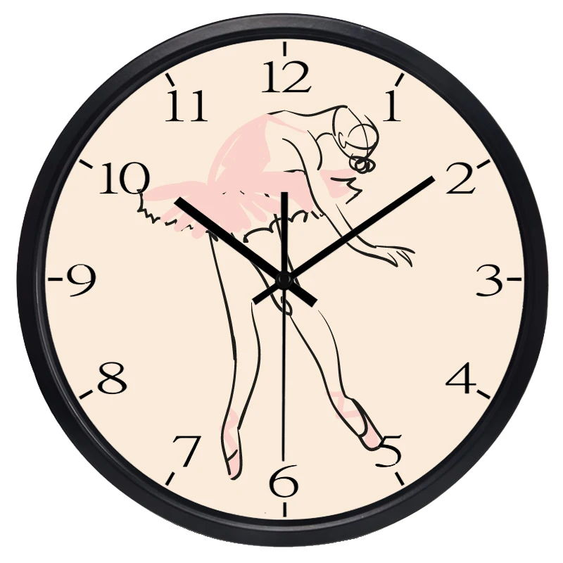 Популярная балетная девушка художественные настенные часы стеклянная танцевальная комната украшения цифры часы