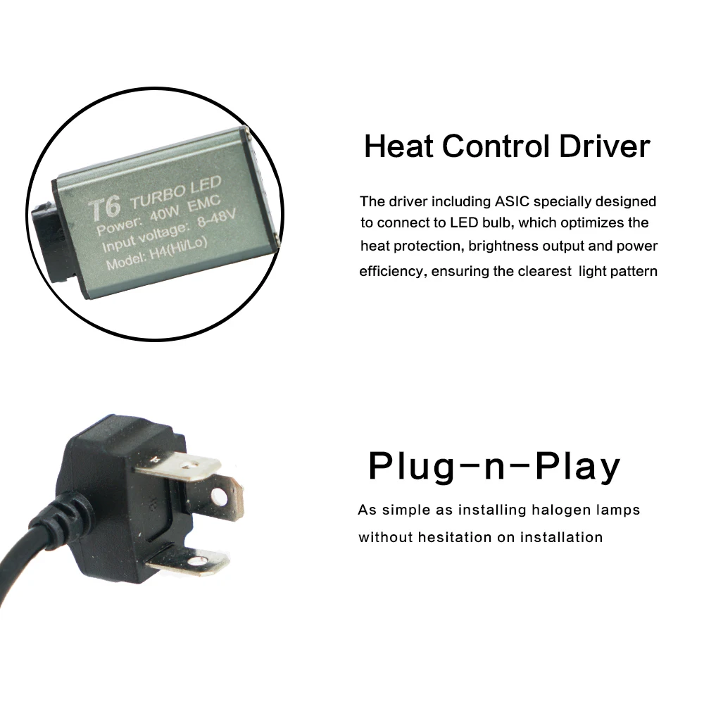 JGAUT TURBO T6 CSP светодиодный H4 H7 H11 H1 9005 9006 H3 HB3 HB4 60W 8000lm Автомобильные светодиодные фары