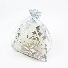 200 шт/партия белые серебряные розы цвет органзы Bags15x20cm свадебный любимый подарок сумка Ювелирные изделия сумки
