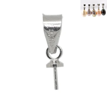 

Pendant Clips & Pendant Clasps 50 Silver Tone Pinch Bails for Half-drilled Beads 11x4mm (3/8"x1/8") Jewelry Findings DIY Jewelry