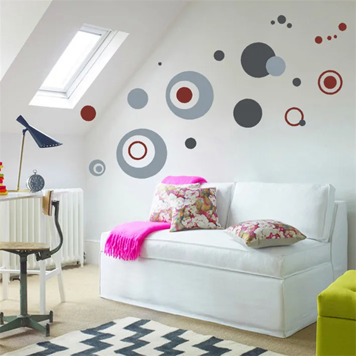 Nueva burdeos círculo pegatinas de pared decoración para el hogar sala