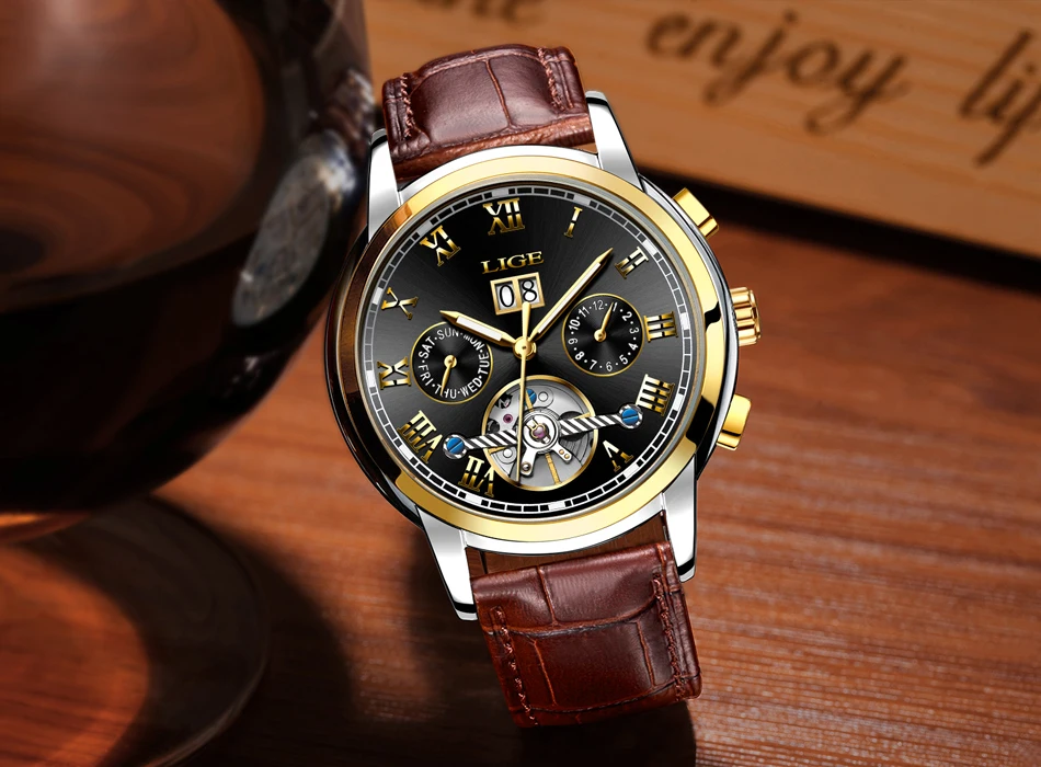 LIGE часы Для мужчин Бизнес модный топ Элитный бренд часы Военные Спортивные Водонепроницаемый механические часы Relogio Masculino