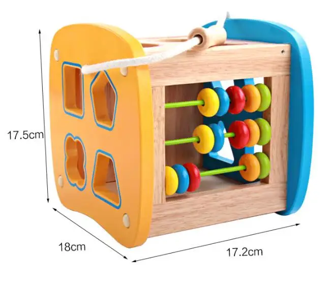 Портативный Форма кубик с прорезями геометрический блочный Интеллектуальный коробка счеты деревянный ксилофон обучающие игрушки для малышей, детей