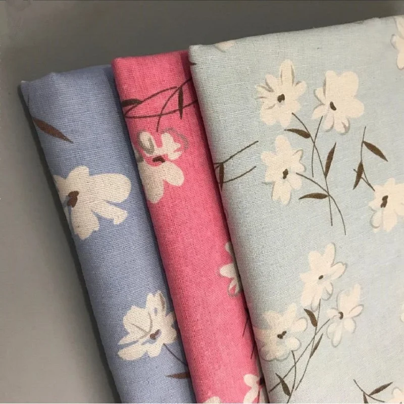 

Various Size Floral Printed Cotton Linen Fabric Abrasion-Resistant Material For DIY Handmade Home Textile Pillow Photo Backgound